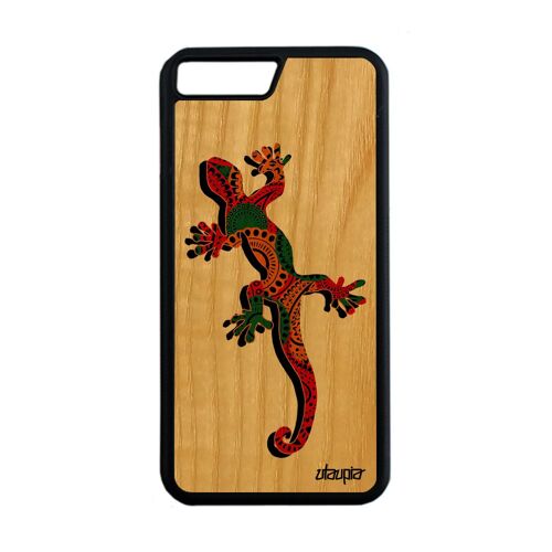Coque bois silicone iPhone 8 Plus salamandre souple portable jamaique noir iPhone 8 Plus
