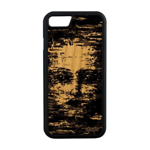 Coque Pour Iphone 8 Bois Veritable Silicone Portrait Femme Noir Visage Tpu Iphone 8