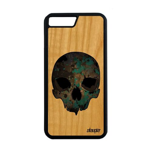 Coque En Bois Silicone Tete De Mort Pour Iphone 8 Plus Rock De Protection Iphone 8 Plus