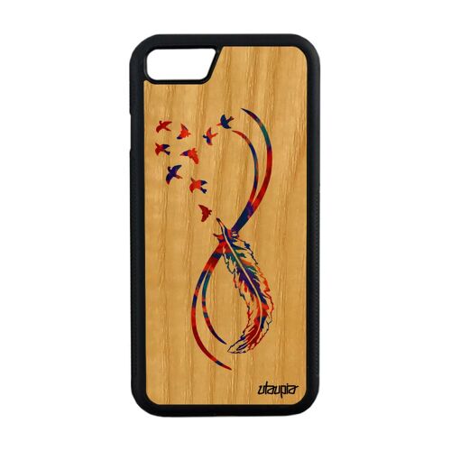 Coque Infini Pour Iphone 8 En Bois Silicone Imprimé Oiseau Tattoo Swag