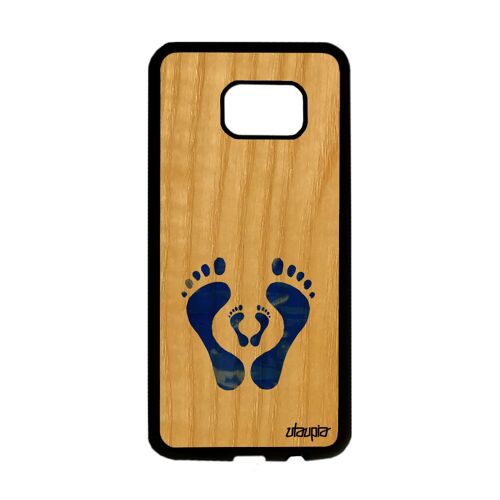 Coque Samsung S7 Edge bois silicone pied personnalisé dessin case bleu de Samsung Galaxy S7 Edge