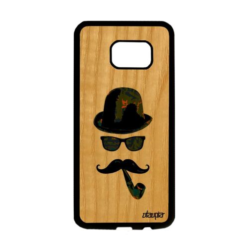 Coque pour Galaxy S7 Edge bois silicone homme moustache vert art dessin Samsung Galaxy S7 Edge