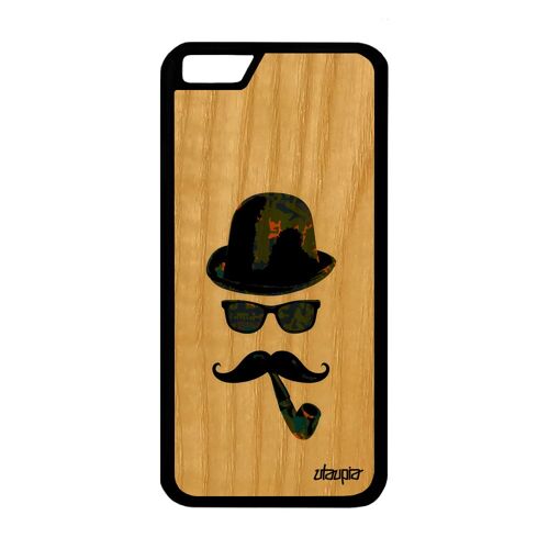 Coque En Bois Silicone Homme Moustache Iphone 6 6s Antichoc Tendance Pipe Iphone 6 Iphone 6s