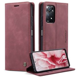 Caseme Coque Pour Xiaomi Redmi Note 11 Pro 5g/4g/ Redmi Note 12 Pro 4g Etui Premium Housse En Cuir Pochette Protection Rabat Porte Carte Magnétique Étui Pour Redmi Note 11 Pro/Note 12 Pro 4g Vin Rouge