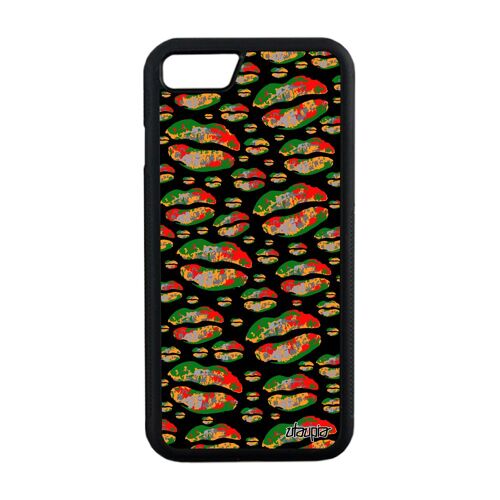Coque silicone bouche iPhone 7 fantaisie antichoc cover alu mobile vert de