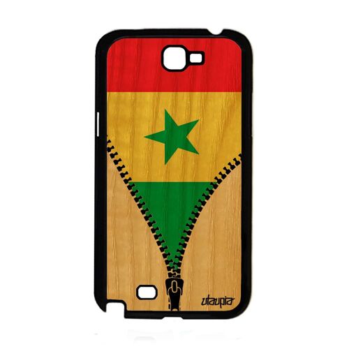 Coque Pour Note 2 Bois Silicone Drapeau Senegal Senegalais Housse Samsung Galaxy Note 2