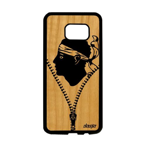 Coque Pour Samsung Galaxy S7 Edge Bois Silicone Drapeau Corse 4g Noir Bumper De