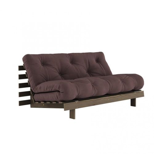 Canapé Convertible Futon Roots Pin Carob Brown Matelas Brown Couchage 160*200 Cm