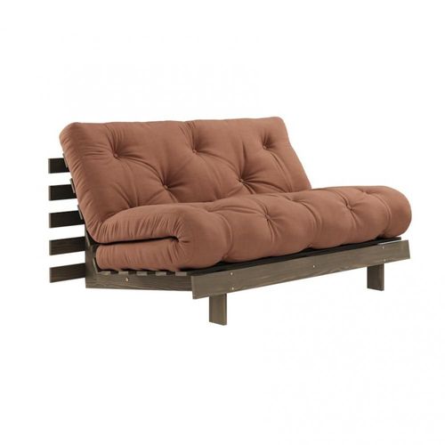 Canapé Convertible Futon Roots Pin Carob Brown Matelas Clay Brown Couchage 140*200 Cm