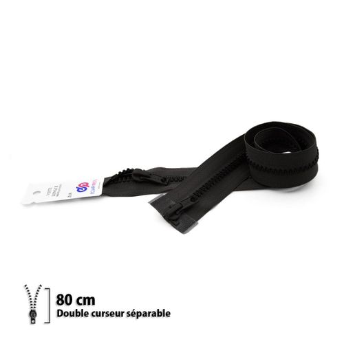 Fermeture Éclair Z68 - Séparable 6mm Double Curseur - 80 Cm