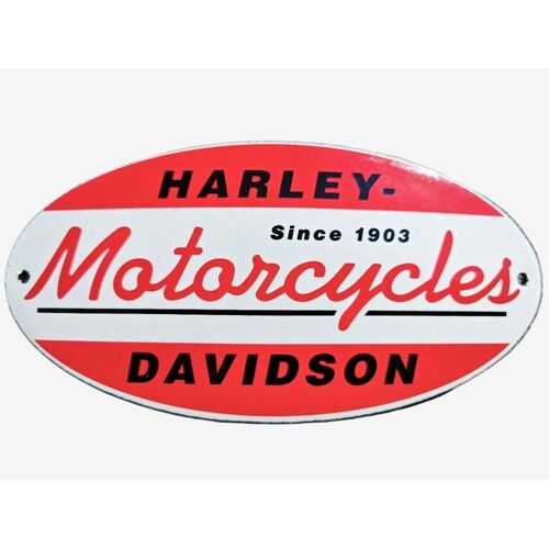 Petite Plaque Émail Harley Davidson Since 1903 Rouge Blanche 14x7 Cm Tôle Émaillée