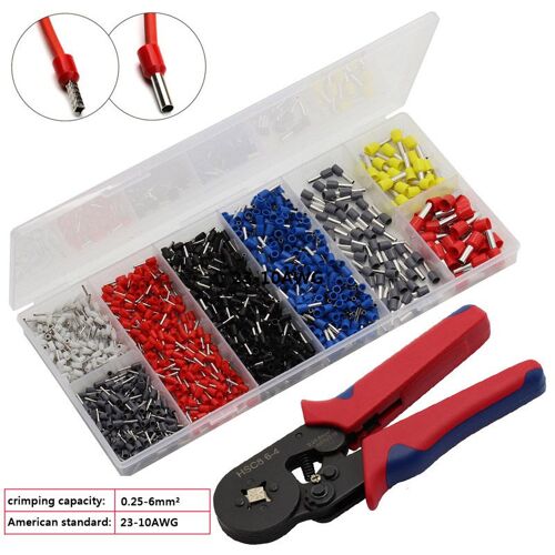 10 mm2, pince à pression + 1200 bornes de sertissage, connecteurs de sertissage outil à main