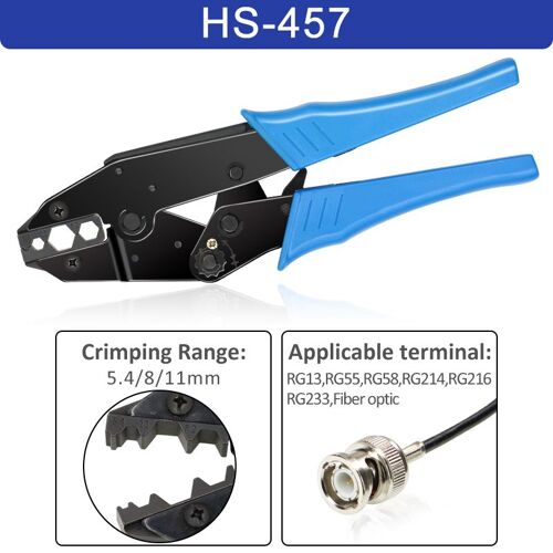 Pluces HS-457 - À Sertir Coaxiale Rg55 Rg58 Rg59, 62, Relden 8279,8281, 9231,9141 Sma/bnc Connecteurs Outils