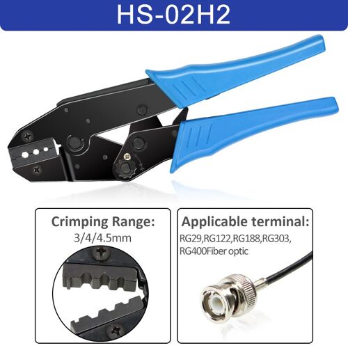 Pinces HS-02H2 - À Sertir Coaxiale Rg55 Rg58 Rg59, 62, Relden 8279,8281, 9231,9141 Sma/bnc Connecteurs Outils