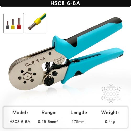 HSC8 6-6A B - Pince À Sertir Pour Borne Tubulaire, Outils Manuels,Mini Kit De Pince De Fil Électrique
