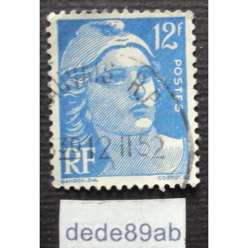 France.. Marianne De Gandon 12f Outremer 1949 . Oblitéré Cachet Daté Used Stamp.