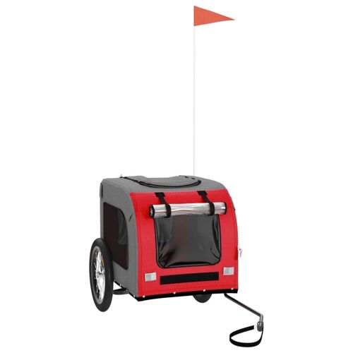 Vidaxl Remorque De Vélo Pour Chien Rouge Et Gris Tissu Oxford Et Fer