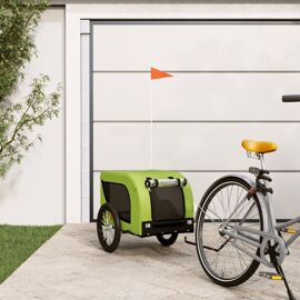 Vidaxl Remorque De Vélo Pour Chien Vert Et Noir Tissu Oxford Et Fer