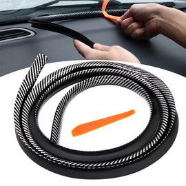 Bande D'étanchéité Universelle En Caoutchouc Durable Pour Panneau De Voiture, Panneau Prada, Remplissage D'espace De Pare-Brise, Fibre De Carbone À Rayures Zébrées, Lisse, Outil D'installation, 1.6m