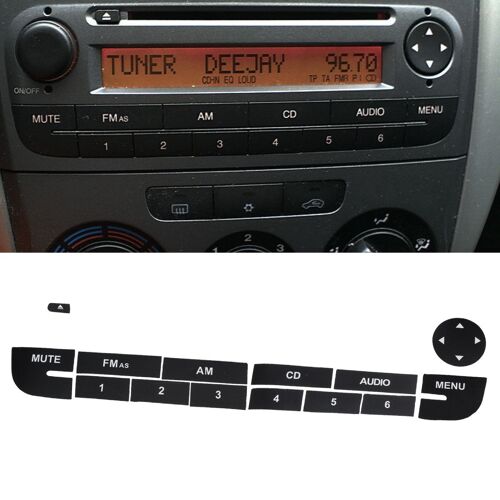 Autocollants De Remplacement Pour Fiat Grand Punto, Réparation De Boutons De Radio Avant De Voiture, Cd Noir, 1 Ensemble