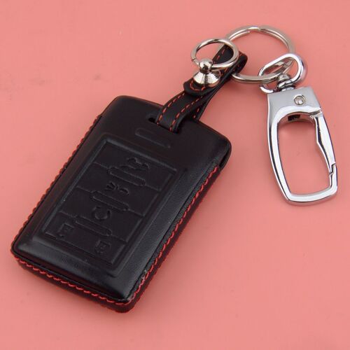 Porte-Clés De Voiture En Cuir Noir Avec Couture Rouge, Sac De Couverture Adapté Pour Cadillac Cds Dts Sts Xts Escalade