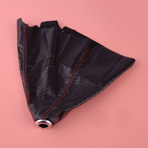 Pommeau De Levier De Vitesse En Cuir Pu, Adapté À La Plupart Des Véhicules, En Fiber De Carbone Noire Avec Ligne Rouge