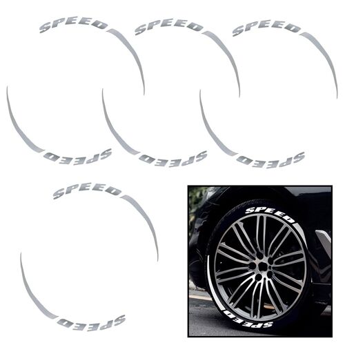 Autocollants Réfléchissants Pour Roues De Voiture, Étiquette De Style Lame, Lettre De Vitesse Universelle, Kit D'autocollants De Décoration Pour 4 Pneus, Nouveau