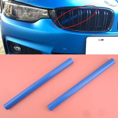 2pcs 2.6cm Avant Gauche Droite Calandre Garniture Rayure Bleu En Plastique Pour Bmw 1 2 3 4 5 6 7 Série F20 F21 F22 F23 F44 F45 F46 F30 F32