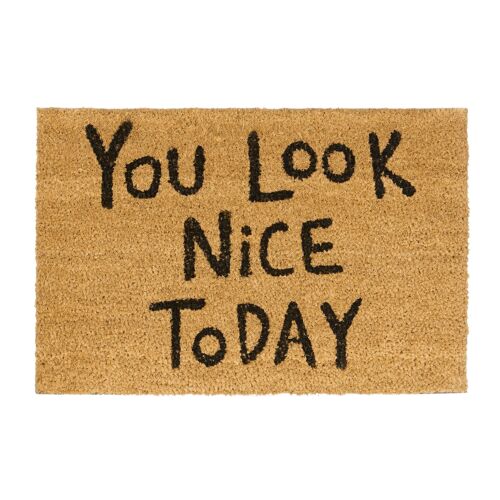Relaxdays Paillasson Fibres De Coco Tapis De Sol You Look Nice Today 60x40 Caoutchouc