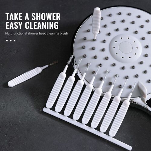 10 jeux de brosses de nettoyage de buses de douche, petite brosse de nettoyage de fentes de pores de douche, tête de brosse Anti-colmatage, aide au nettoyage de la salle de bain