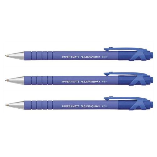 Paper:Mate Lot De 3 Stylos Bille Flexgrip Ultra Pointe Moyenne Bleu