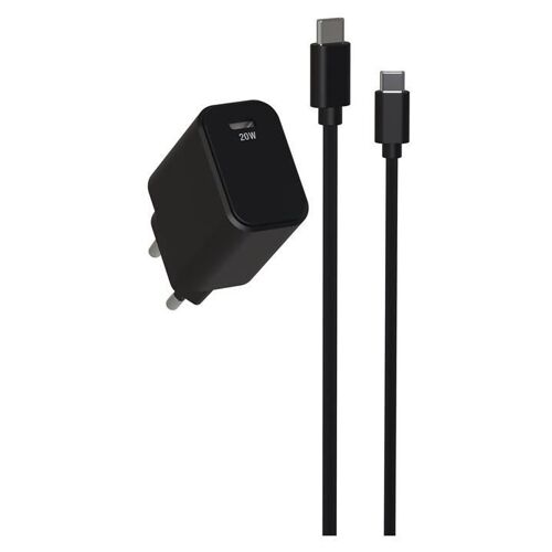 JAYM Pop - Adaptateur secteur - avec câble USB-C (1,5 m) - 20 Watt - 3 A - PD (24 pin USB-C) - noir
