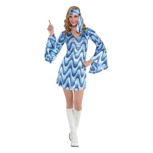 Amscan Disco Blue Costume Femme - Robe Et Bandeau