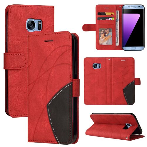 Coque Samsung Galaxy S7 Edge, Etui Pour Samsung Galaxy S7 Edge,Etui En Cuir Pu Premium Housse Pour Samsung Galaxy S7 Edge,Rouge