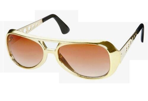 Lunette De Soleil Style Elvis Presley Doré King Rock Roll Look Année 70