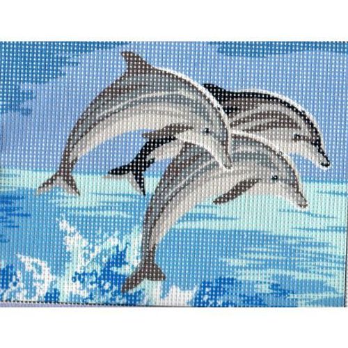 Kit Canevas Trio De Dauphins 15 X 20 Cm
