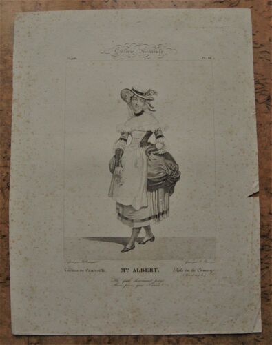 Gravure Ancienne A Rouargue 19° Mlle Albert Comédienne Théâtre Du Vaudeville