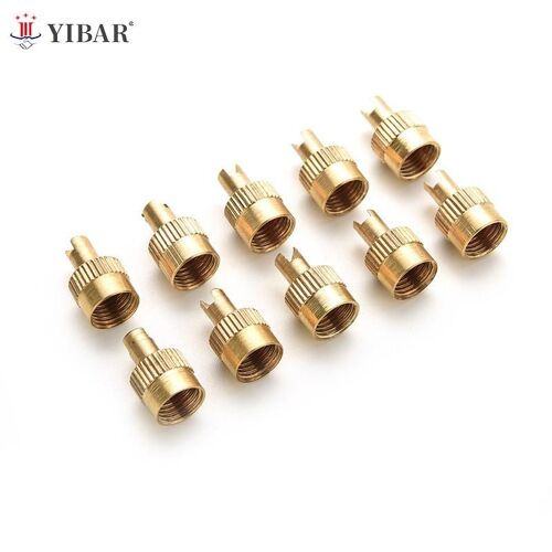 Bouchons De Tige De Valve À Tête Fendue En Métal Chromé, 10 Pièces, Avec Outil De Démontage De Noyau, Moto/Voiture