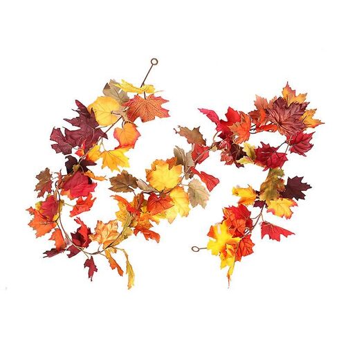 Fausse chute Couronne de feuille d¿érable Plantes suspendues pour la maison Jardin Mur Porte Arrière-plan Décoration de cheminée, Décoration de fête de mariage de Thanksgiving 1 pièce