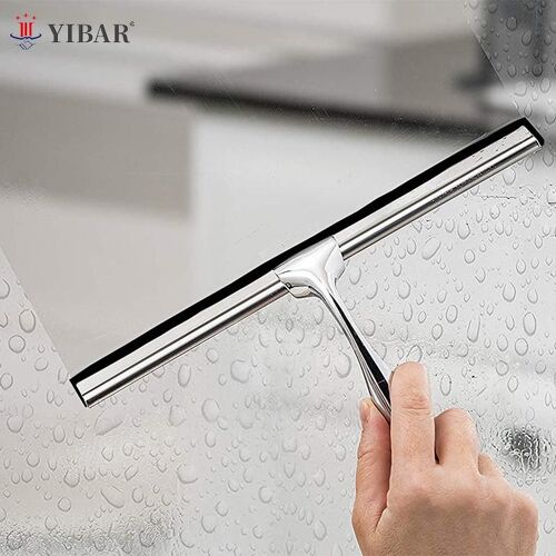 Raclette De Douche Domestique En Acier Inoxydable Avec Crochet Auto-Adhésif, Essuie-Glace, Nettoyeur De Vitres