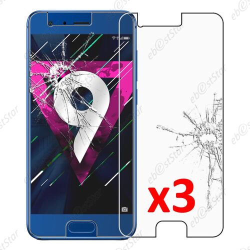 Ebeststar ® Pour Huawei Honor 9 - Lot X3 Film Protection Écran Verre Trempé Anti Casse Anti-Rayures [Dimensions Precises De Votre Appareil : 147.3 X 70.9 X 7.5 Mm] [Note Importante Lire Description]