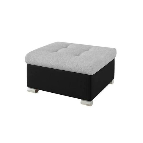 Pouf Comfivo 115, Gris, Faux Cuir + Tapisserie, 41x68x70cm