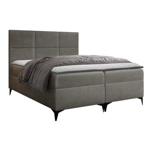 Lit Continental Baltimore 133, Double, Gris, Tapisserie, 164x208x115cm