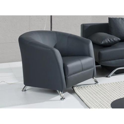 Fauteuil Providence 101, Gris, Faux Cuir, 68x86x77cm