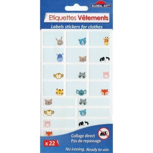 Etiquettes textiles - Petits animaux - Non thermocollantes - Global Gift - 22 stickers