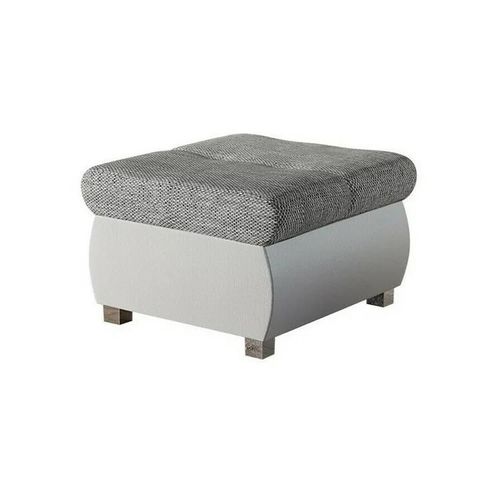 Pouf Comfivo 122, Gris, Faux Cuir + Tapisserie, 39x60x60cm