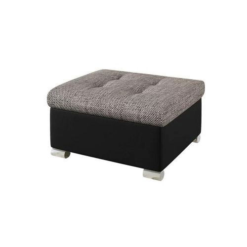 Pouf Comfivo 115, Gris, Faux Cuir + Tapisserie, 41x68x70cm