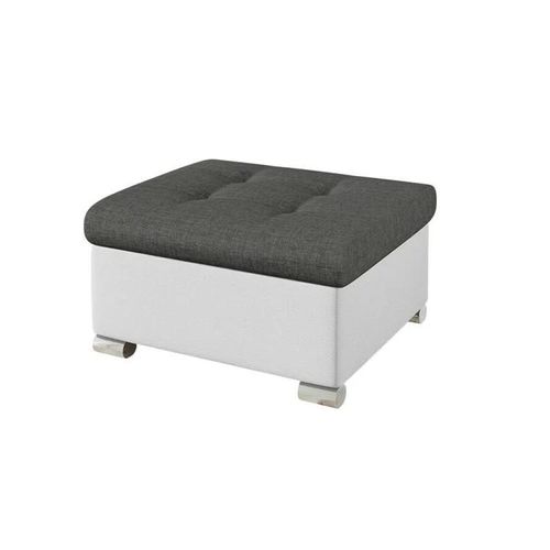 Pouf Comfivo 115, Gris, Faux Cuir + Tapisserie, 41x68x70cm