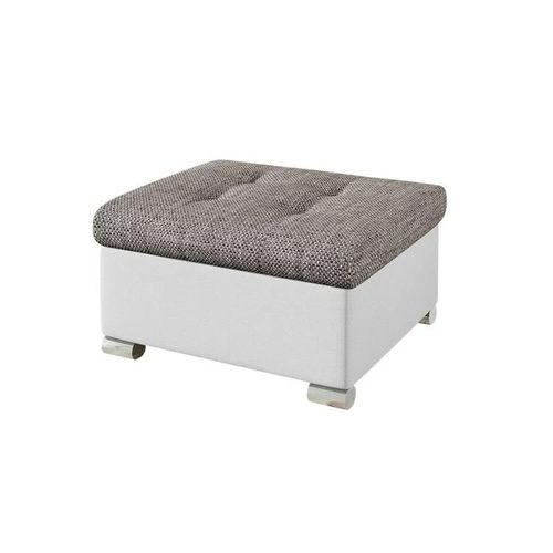 Pouf Comfivo 115, Gris, Faux Cuir + Tapisserie, 41x68x70cm