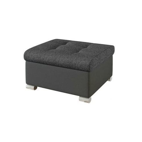 Pouf Comfivo 115, Gris, Faux Cuir + Tapisserie, 41x68x70cm